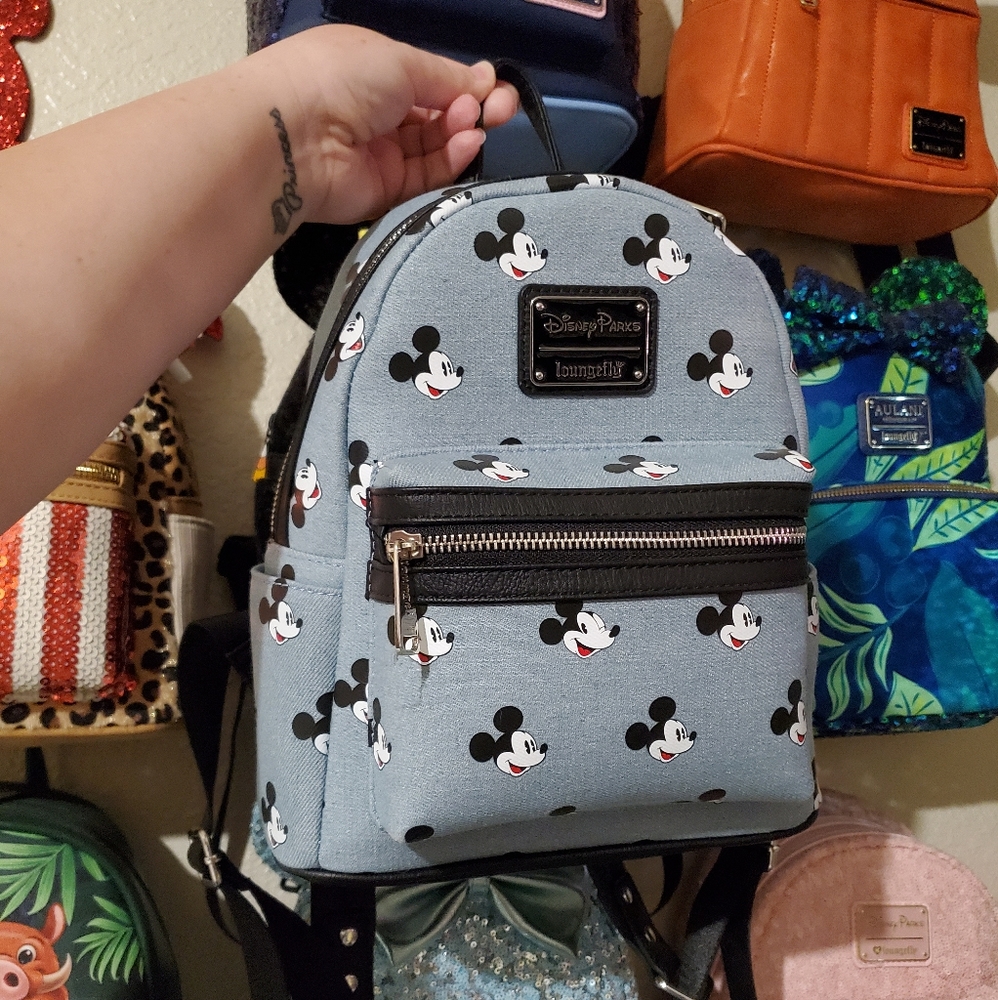 New! Denim Mickey Loungefly Backpack
